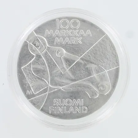 Juhlaraha, Ateneum 1989, nimellisarvo 100mk, 925, Paino: 24,1 g