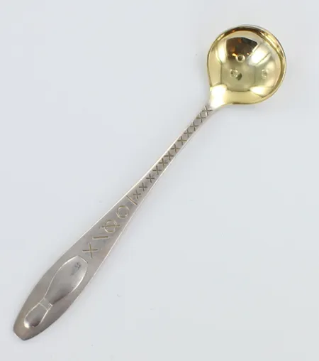 Kuvioitu lusikka, kaiverrettu, pituus 115mm, 830,  Paino: 10,9 g