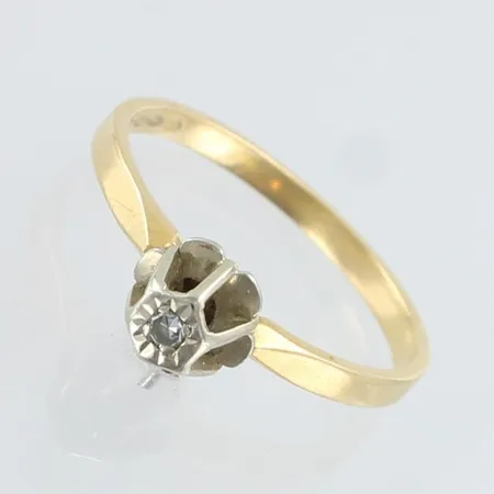 Timanttisormus 1xn.0.005ct, koko 16, 750 kelta- ja valkokulta,  Paino: 1,7 g