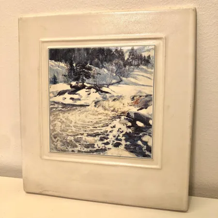 Seinälautanen, Pekka Halonen, Kevättulva 1896, Kermansavi, mitat 19x21cm