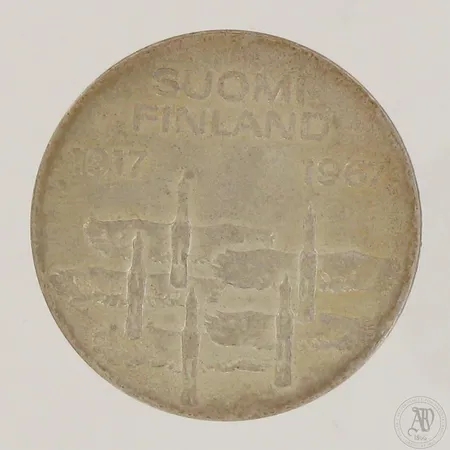 Juhlaraha, 10 markkaa, Itsenäinen Suomi 50 vuotta 1917 -1967, Suomi, 900,  Paino: 23,9 g