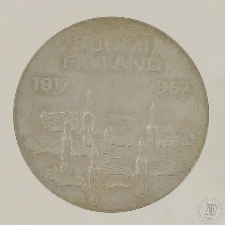 Juhlaraha, 10 markkaa, Itsenäinen Suomi 50 vuotta 1917 -1967, Suomi, 900,  Paino: 23,9 g