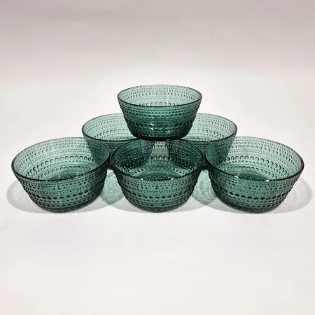 Kuusi jälkiruokakulhoa, Iittala, Kastehelmi, Ø 11cm, 23cl
