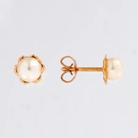 Helmikorvakorut, helmen Ø 4,5mm, 585br,  Paino: 0,6 g