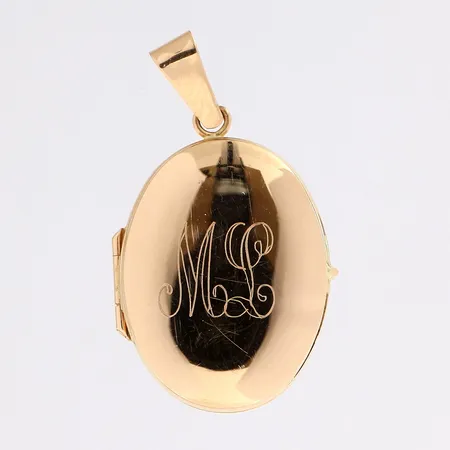 Medaljonki, kaiverrettu, korkeus 37mm, 585,  Paino: 1,8 g