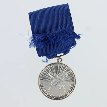 Kunniamerkki, Isänmaan hyväksi, Ø 30mm, korkeus 100mm, kangas osa viallinen, 925br,  Paino: 15,9 g