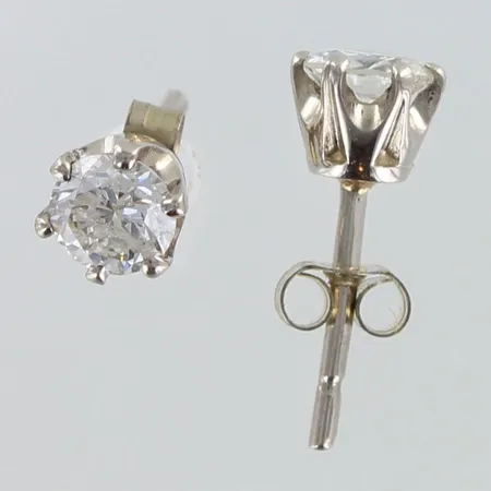 Timanttikorvakorut 2xn0.35ct-0.37ct, korkeus 6mm, 585 valkokulta (taustat 375vk),  Paino: 1,3 g