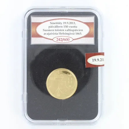Kultaraha, Valtiopäivät 1863, sinetöity, 242/600, 917,  laatikko ja todistus Paino: 5,6 g