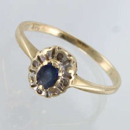 Diana-kivisormus timanteilla 4xn.0.005ct, käytön jälkiä, koko 16, 585br,  Paino: 1,6 g