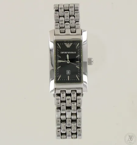 Teräsrannekello Emporio Armani, AR-0115, taulun mitat 25x45mm, quartz:paristo loppunut, lisäpalat, laatikko