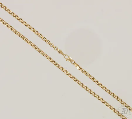 Papukaulaketju, pituus 42,5cm, leveys 3mm, 585, paino 5,1g Paino: 5,1 g