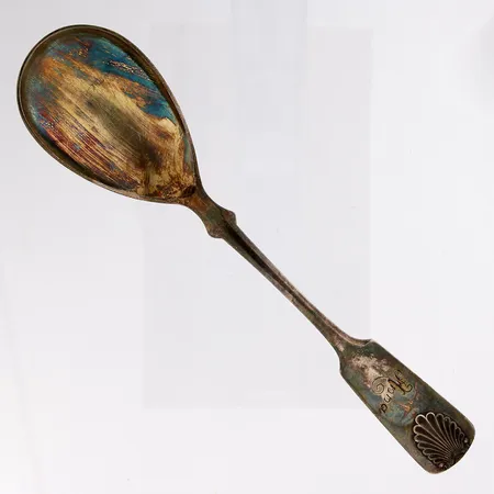 Tarjoilulusikka, kaiverrettu, Musla, pituus 172mm, 813,  Paino: 31,5 g