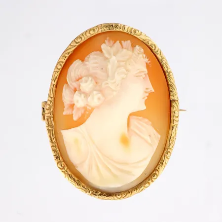 Camee-rintaneula, korkeus 43mm, 585br,  Paino: 9,2 g