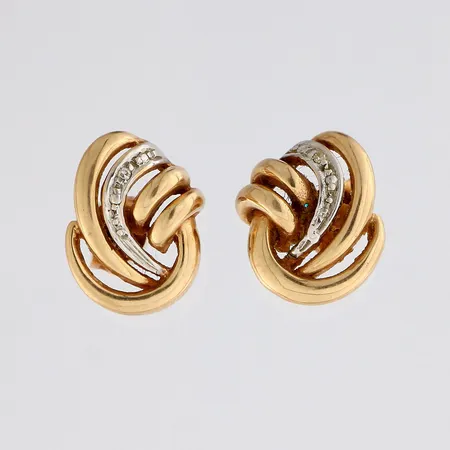 Timanttikorvakorut 2xn.0.005ct, korkeus 14mm, 585 kelta- ja valkokulta, Paino: 3,4 g