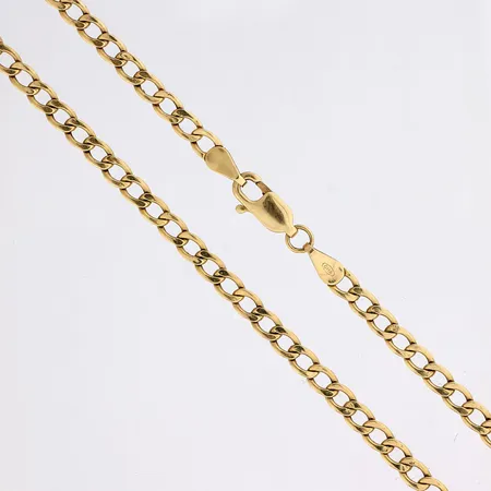 Panssarikaulaketju, käytön jälkiä, pituus 51cm, leveys 3,1mm, 585,  Paino: 3,8 g