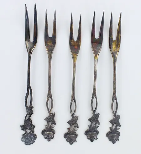 Viisi leikelehaarukkaa, Ruusu, pituus 130mm, 830,  Paino: 44,3 g