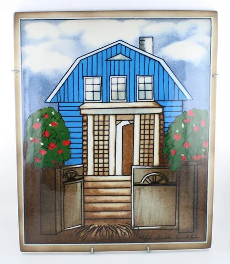 Seinälaatta Arabia, Onnen talo SSKK (2009), Heljä Liukko-Sundström, 21x25,5cm, Onnen talo SSKK (2009)