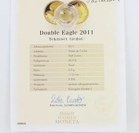 Kultaraha, Double eagle, Krugerrand 2011, 999,  Paino: 0,5 g