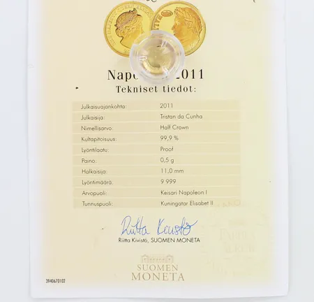 Kultaraha, Napoleon , Krugerrand 2011, 999,  Paino: 0,5 g