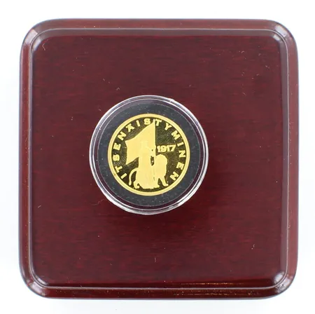 Kultaraha Aarre,  Itsenäistyminen 1917, nro 00994, rasia ja todistus, 999,  Paino: 12 g