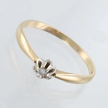 Timanttisormus 1xn.0.005ct, koko 17, 585  kelta- ja valkokulta,  Paino: 1,2 g