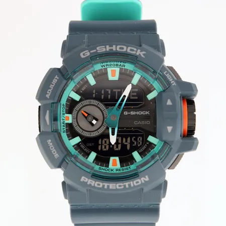 Rannekello, Casio, G-Shock, Navy Blue, quartz, rungon Ø 52mm, ref. GA-400CC-2AER, laatikko ja takuukortti