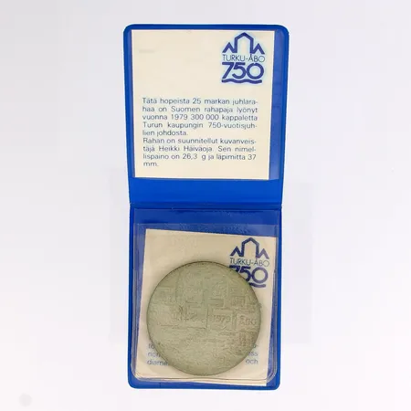 Juhlaraha, Turku 1229-1979, nimellisarvo 25mk, 500, Paino: 26,1 g