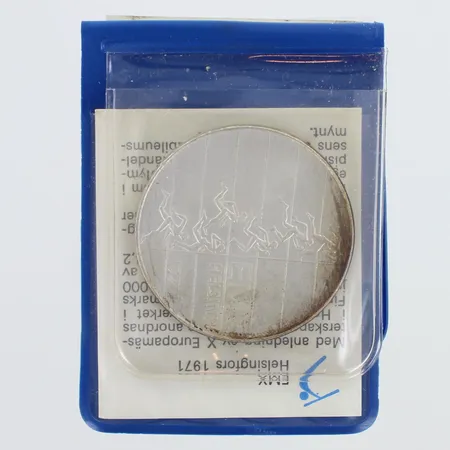 Juhlaraha, EMX Helsinki 1971, nimellisarvo 10mk, 500,   Paino: 24,1 g