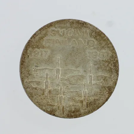 Juhlaraha, Suomen itsenäisyyden kunniaksi 1917-1967, nimellisarvo 10mk, 900,   Paino: 23,9 g