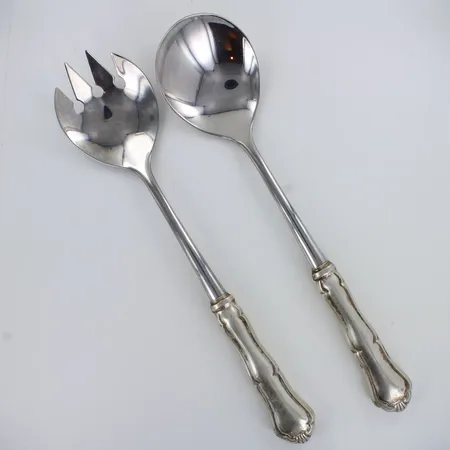 Salaatti-ottimet, Chippendale, käytön jälkiä, pituus 254mm, 830br,  Paino: 138,4 g