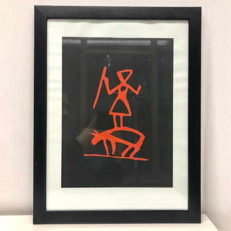 Serigrafi, signeeraus Lasse Talosela 1964, mitat kehyksien kanssa 44,5x34cm, ilman kehyksiä 31x23cm. 