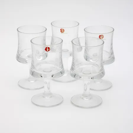 Viisi snapsilasia, Iittala Romantica, korkeus 84mm.