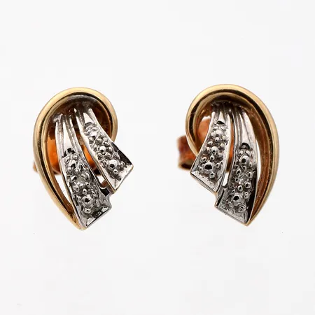 Timanttikorvakorut 2xn.0.005ct, leveys 11mm, 585 kelta- ja valkokultaa,  Paino: 2 g
