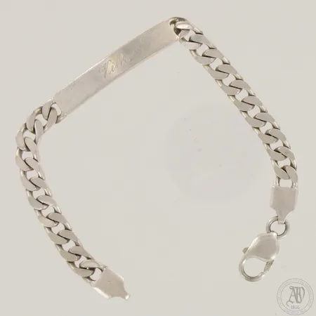 Panssariranneketju laatalla, kaiverrettu, pituus 200mm, leveys 7mm, 925,  Paino: 19,7 g