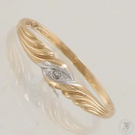 Timanttisormus 1xn.0.005ct, koko 16¼, 585,  Paino: 0,6 g
