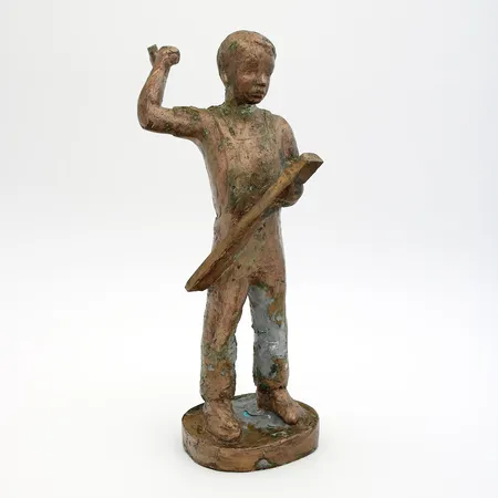 Patsas, "Rakentaja", Veikko Myller, signeeraus VMYLLER - 86, korkeus 30,5cm