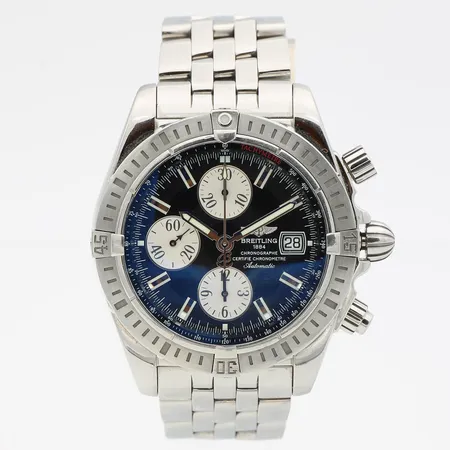 Teräsrannekello, Breitling Chronomat Evolution, automaatti, rungon Ø 43mm, sr. 2168385, ref. A13356, yksi jatkopala, rannekkeen pituus 190mm, laatikko, takuukortti ja huoltokirja (2018)