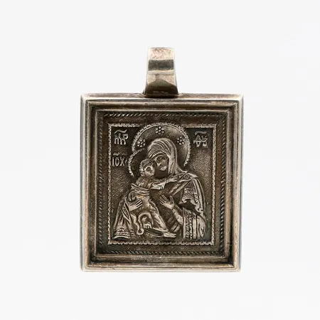 Ikoni-riipus, korkeus 30mm, tekijänleima UT (Tarkkanen Oy), vuodelta 1996, 925, Paino: 8,4 g