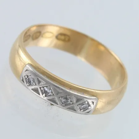 Timanttisormus 4xn.0.01ct, käytön jälkiä, koko17¼, 750,  Paino: 4,4 g