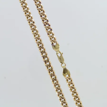 Panssarikaulaketju, pituus 51cm, leveys 6,4mm, käytön jälkiä, 585,  Paino: 28,7 g