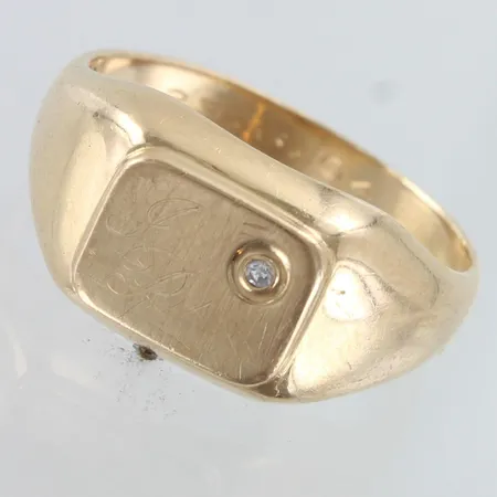 Kantasormus timantilla 1xn.0.01ct, kaiverrettu, koko 19½, 585,  Paino: 5,4 g