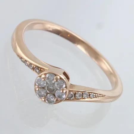 Timanttisormus 8xn.0.005ct 5xn.0.01ct 1xn.0.02ct, koko 16½, leveys 1,5-5mm, 585,  Paino: 2,1 g