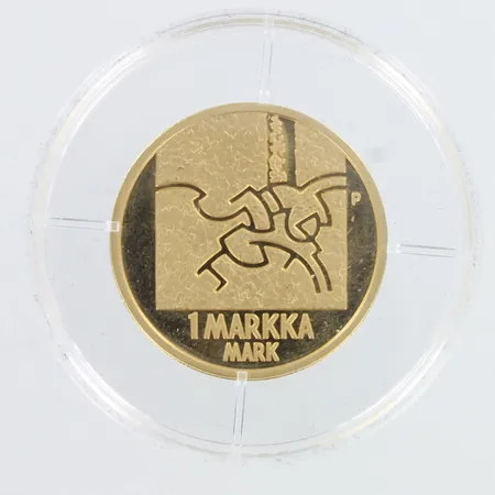 Kultaraha, Suomi 2001, Kultamarkka 2001, nimellisarvo 1 markka, 750,  Paino: 8,7 g