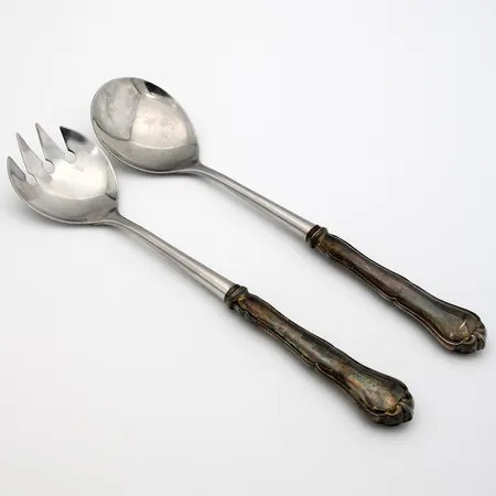 Salaattiottimet, Chippendale, kaiverrettu, pituus 255mm, 830br, Paino: 161,6 g