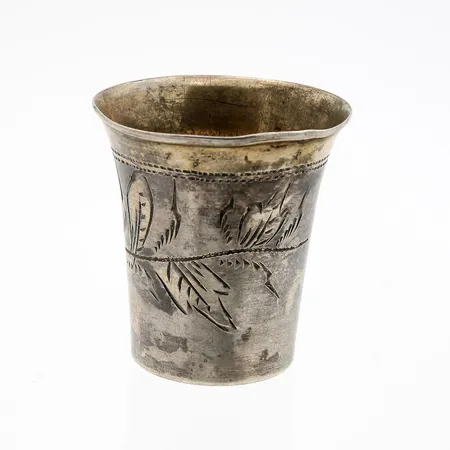 Hopeinen mittakuppi, käytön jälkiä, korkeus 38mm, Leimalla 84, 1899-1916 Kazan, 875, Paino: 13 g