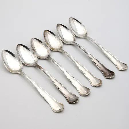 Kuusi kahvilusikkaa, Chippendale, pituus 116mm, 830, Paino: 71,2 g