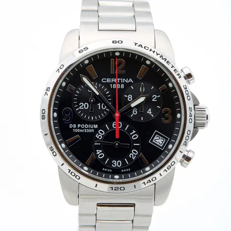 Teräsrannekello Certina DS Podium, 316L, ref.536.7129.42.69, quartz, taulun Ø 40mm, rannekkeen pituus 180mm, kaksi lisäpalaa, laatikko.