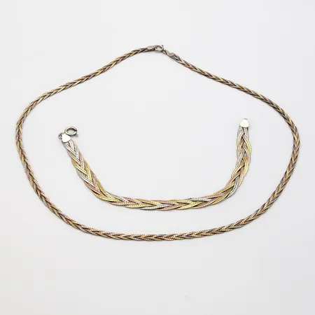 Kaulaketju ja ranneketju, 3-väri, pituudet 175mm ja 44,5cm,  Paino: 11,7 g