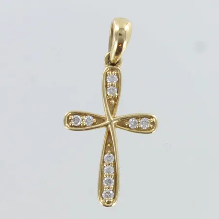 Timanttiristi-riipus 10xn.0.005-0.01ct, korkeus 21mm, 585,  Paino: 1,1 g