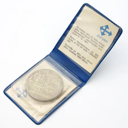Juhlaraha, Suomen itsenäisyyden kunniaksi 1917-1967, nimellisarvo 10mk, 900, Paino: 23,9 g